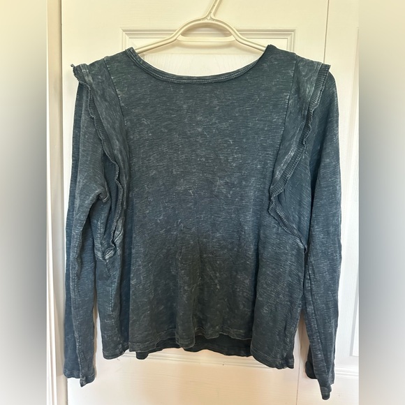 Anthropologie Eri + Ali Washed Ruffle Long Sleeve Top - Picture 4 of 4